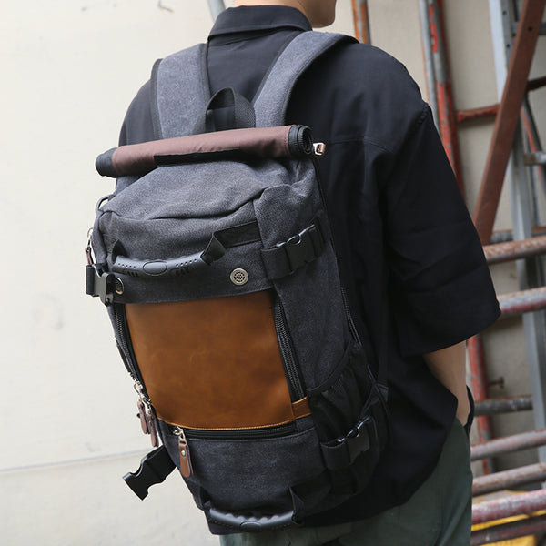 backpack travel men Men Casual Backpack Canvas Travel Backpack School Backpack Laptop Back – RockCow Leather Studio