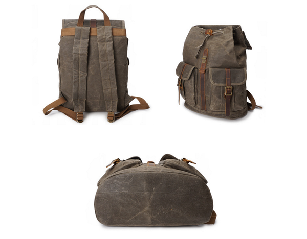 cool military leather backpacks Recycled Canvas Bag Large Roll Top Canvas Backpack for Women Durable Travel & School Gift inspired canvas backpack that combines vintage charm with modern functionality Vintage Canvas Backpack for Men