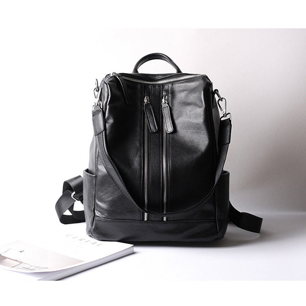 black leather convertible backpack shoulder bag Women Leather Shoulder Bag, Convertible Backpack, Full Grain Leather B – RockCow Leather Studio