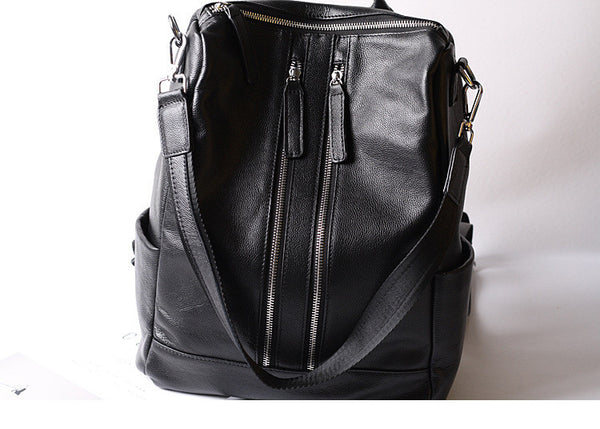 black leather convertible backpack shoulder bag Women Leather Shoulder Bag, Convertible Backpack, Full Grain Leather B – RockCow Leather Studio
