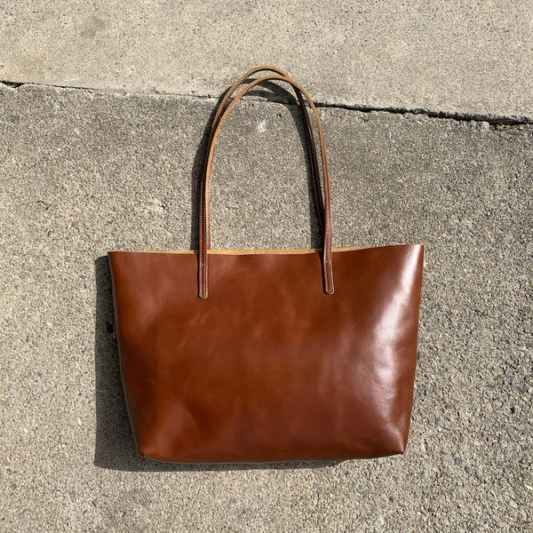 Handmade Womens Rustic Brown Leather Tote Purse Shoulder Shopper