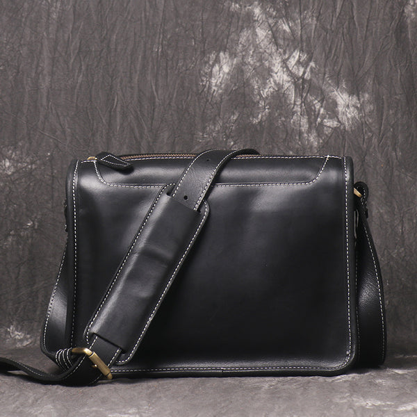 Men Satchels High Quality Leather Crossbody Bag Vintage Geometric