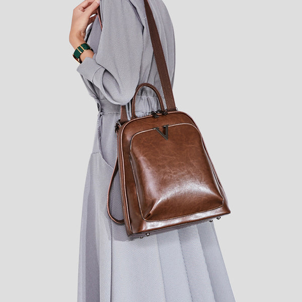 Full Grain Leather Backpack Purse, Designer Backpack, Natural Leather – RockCow Leather Studio
