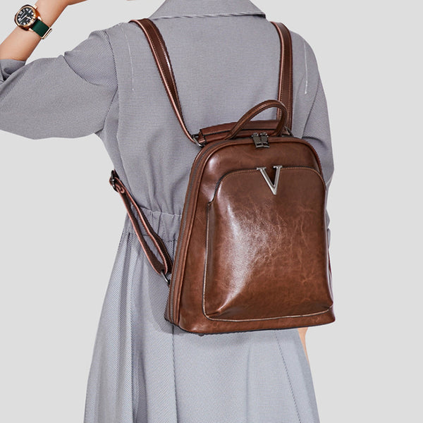 Full Grain Leather Backpack Purse, Designer Backpack, Natural Leather  Fashion Backpack Gift For Her