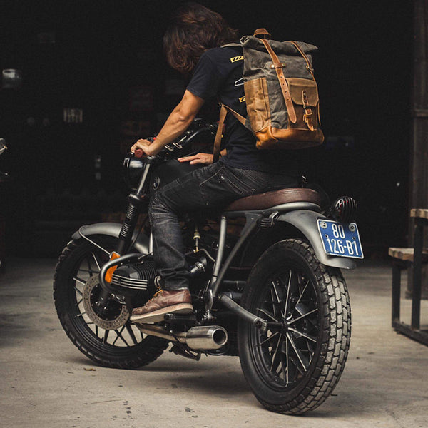Wax Canvas With Full Grain Leather Travel Backpack Waterproof Waxed Ca – RockCow Leather Studio
