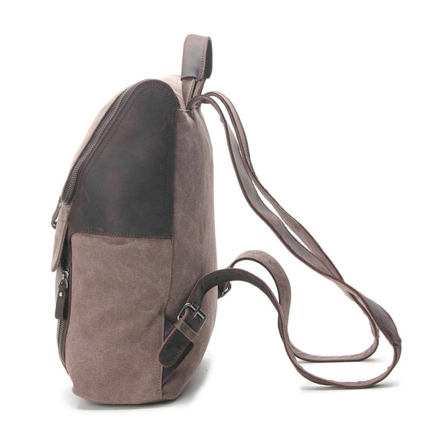 Waterproof Canvas With Leather Strap Backpack, Vintage  display picture 3