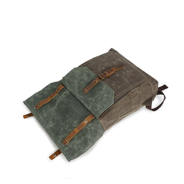 casual canvas leather backpack Vintage Canvas Leather Backpack Hiking Daypacks Laptop Backpacks Unisex Casual Rucksack