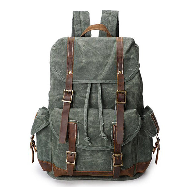 Vintage Waxed Canvas Backpack, Waterproof Backpack, Mens Canvas