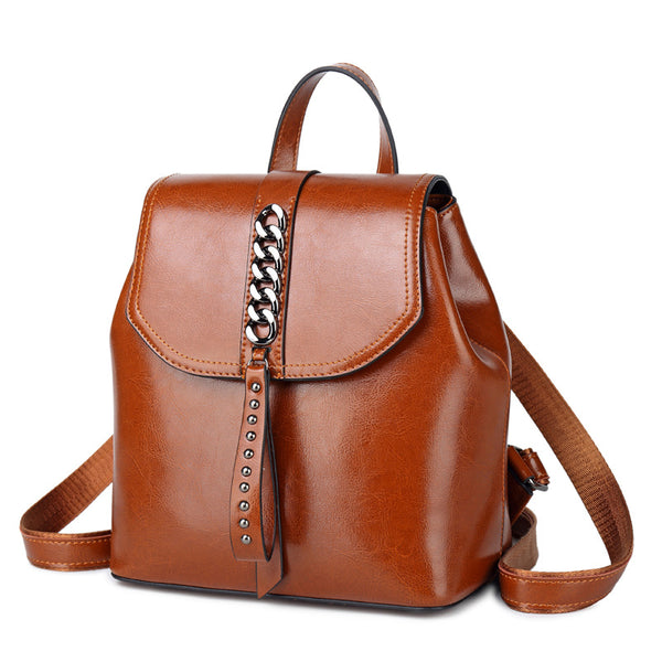 Women's Top Grain Leather Backpack, Leather Rucksack for Women, Lady Backpack Stylish Casual Backpack