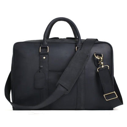 Black Genuine Leather Briefcase, Messenger Bag, Laptop Bag, Men's Handbag D007 - ROCKCOWLEATHERSTUDIO