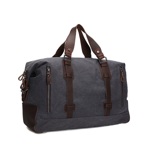 canvas duffle bag oversized travel tote luggage with shoulder strap Oversized Canvas Leather Trim Travel Tote Duffel shoulder handbag Weekend Bag AF11