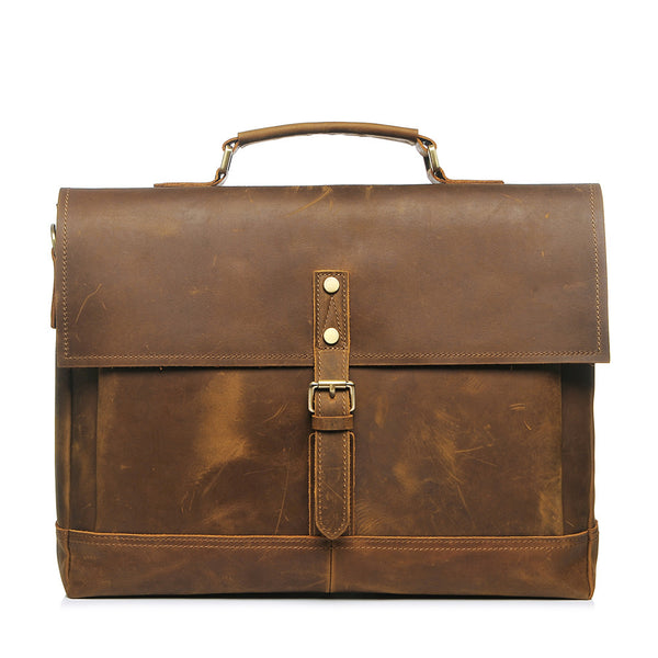ROCKCOW Mens New Genuine Leather Messenger Bag Business Briefcase Crossbody Bag YD8047 - ROCKCOWLEATHERSTUDIO
