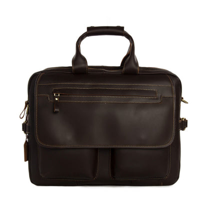 Handmade Genuine Cow Leather Briefcase / 15''  Laptop Bag / Men's Handbag 8951 - ROCKCOWLEATHERSTUDIO