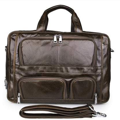 Handmade Top Leather Briefcase Large Shoulder Bags Men's Business Laptop Messenger Bag 7289 - ROCKCOWLEATHERSTUDIO