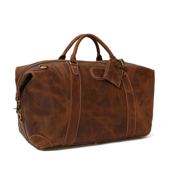 Men's Genuine Leather Duffle Bag , Large Weekender & Travel Gym Bag