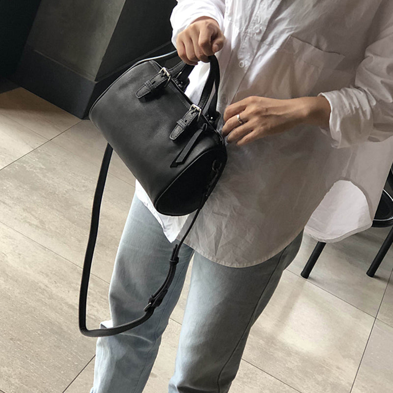 Leather Women Boston Bag, Women's Full Grain Leather Shoulder Bag