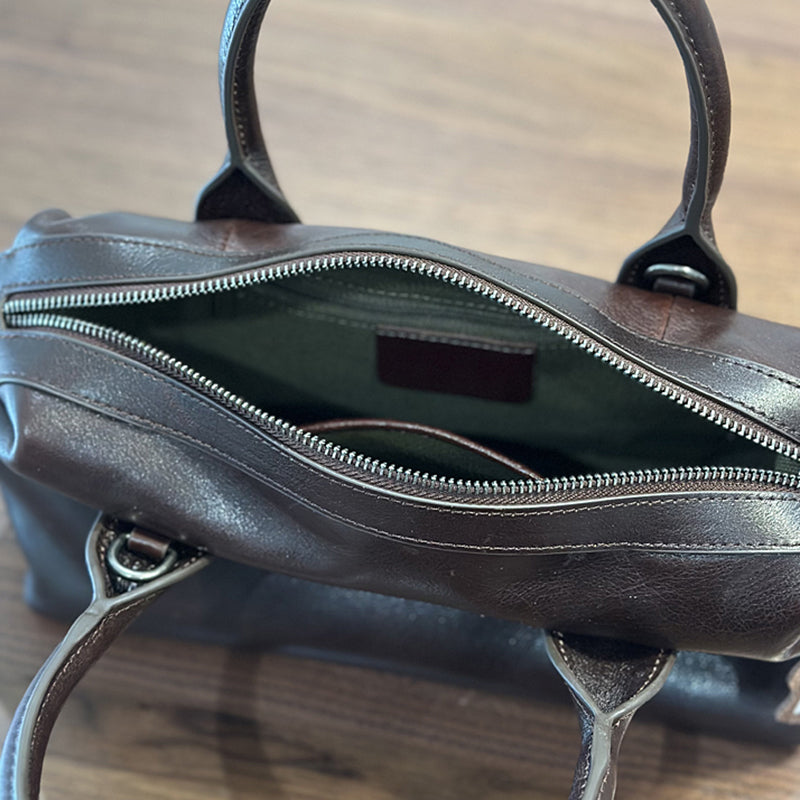 Full Grain Leather Women Boston Bag, Leather Top Handle Bag, Women's L