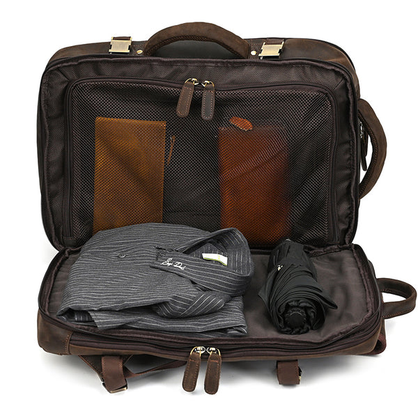 Full Grain Leather Travel Backpack Mens Large Leather Backpack Laptop Backpack Convertible Handbag Dark Brown Full Grain Leather Travel Backpack Mens Large Leather Backpack Laptop Backpack Convertible Handbag Dark Brown