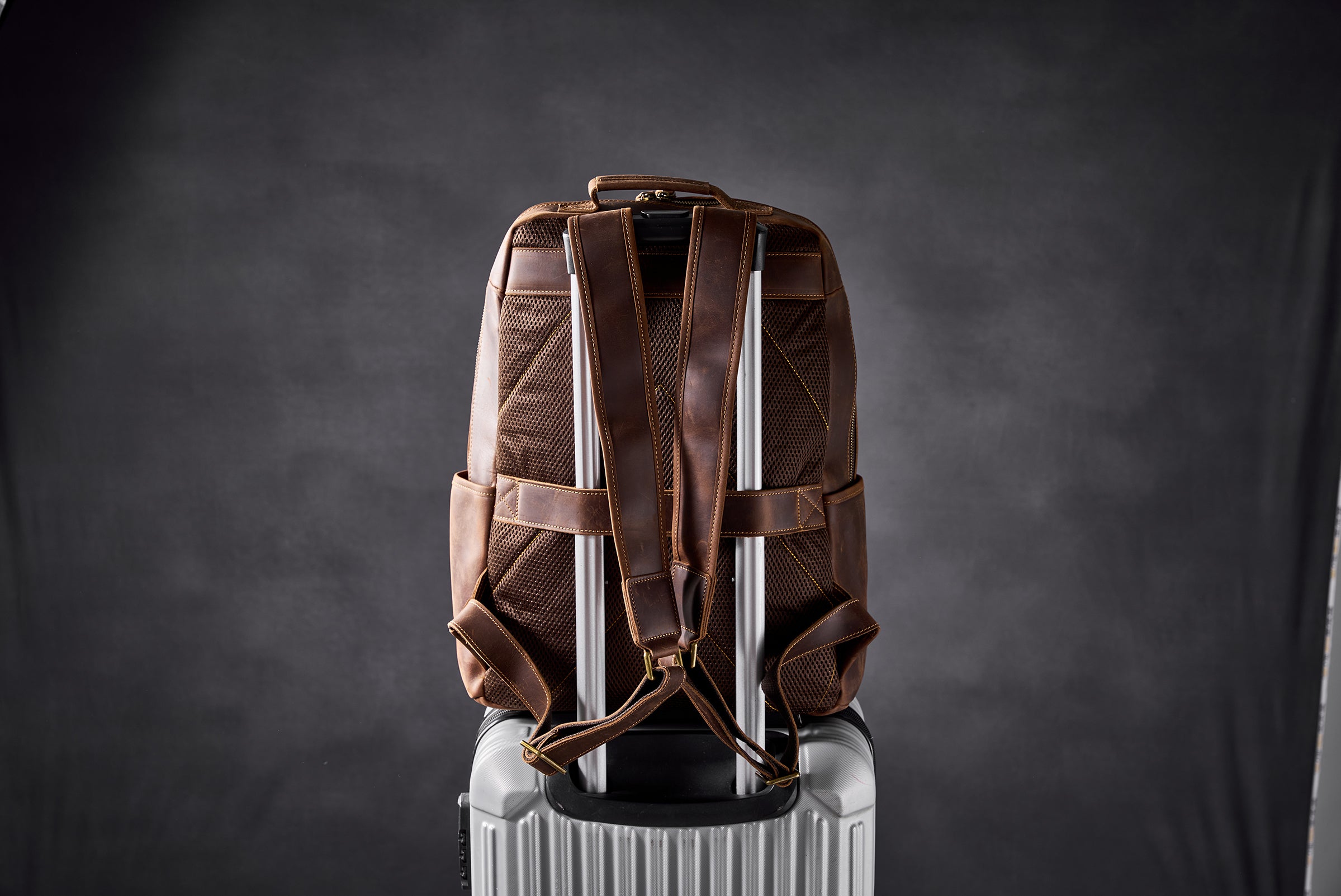 Crazy Horse Leather Backpack Men Laptop Backpack Handmade Travel