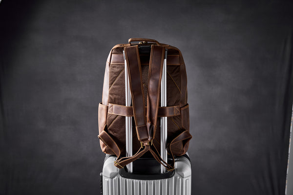 Crazy Horse Leather Backpack Men Laptop Backpack Handmade Travel