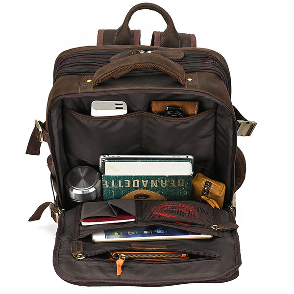 Full Grain Leather Travel Backpack Mens Large Leather Backpack Laptop – RockCow Leather Studio Full Grain Leather Travel Backpack Mens Large Leather Backpack Laptop – RockCow Leather Studio