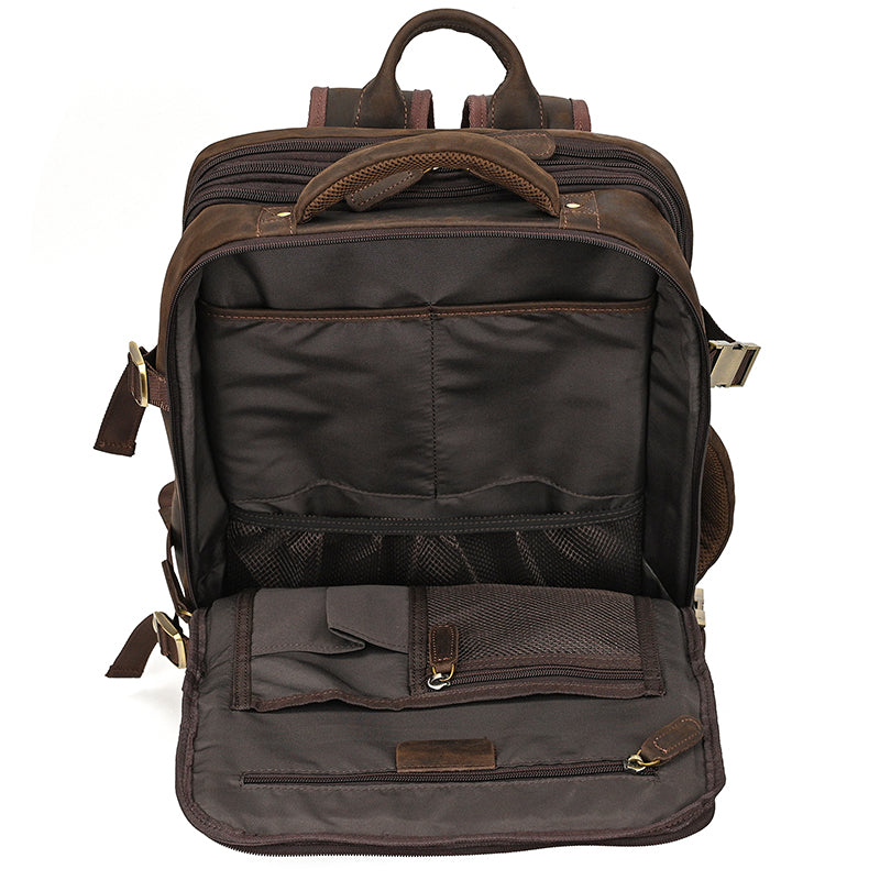 Full Grain Leather Travel Backpack Mens Large Leather Backpack Laptop – RockCow Leather Studio