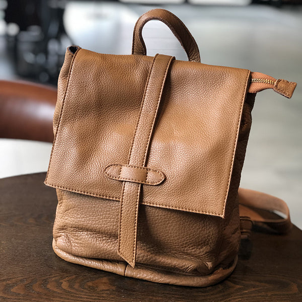 Sac à dos en cuir véritable pour femme, sac à dos en cuir pour l'école, sac fait main en cuir pleine fleur
