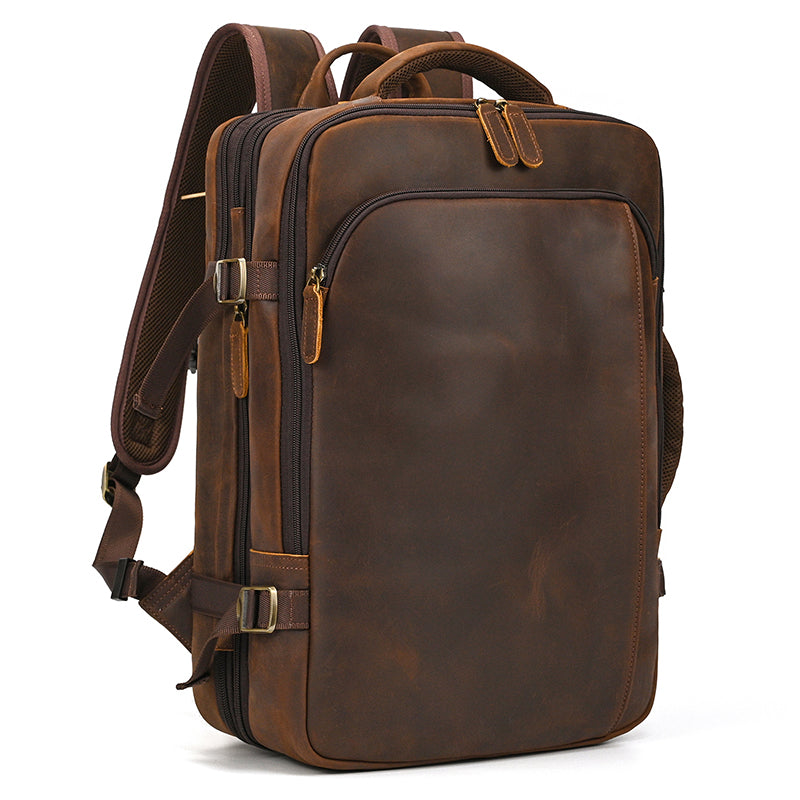 Full Grain Leather Travel Backpack Mens Large Leather Backpack Laptop – RockCow Leather Studio