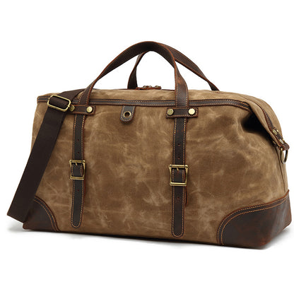 Waterproof Canvas Duffle Bag Waxed Canvas Leather Weekender Bag Vintage Canvas Carry On bag