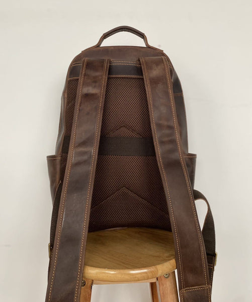 Crazy Horse Leather Backpack Men Laptop Backpack Handmade Travel