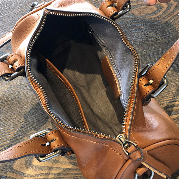 Leather Women Boston Bag, Women's Full Grain Leather Shoulder Bag