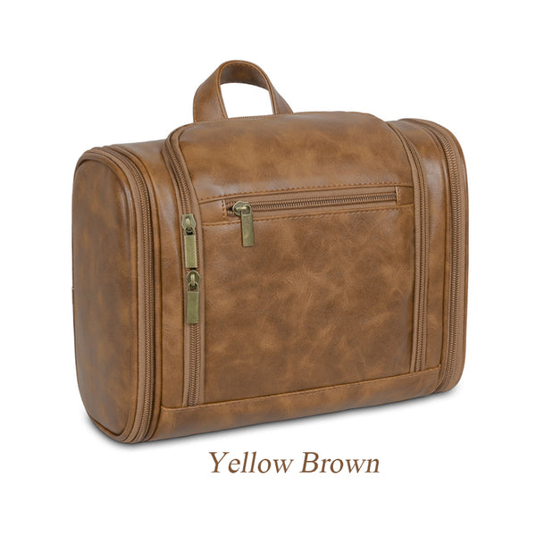 bathroom travel bag for men Personalized Toiletry Bag for Men, PU Leather Dopp Kit Travel Bag, Groomsmen Gift, Shaving Bag for Dad, Christmas Gift for Him Reddish Brown / Add