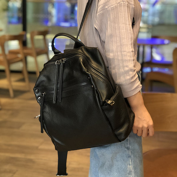 best leather travel backpack for women Women's Genuine Leather Backpacks, Best Leather Women's Backpack for School, Full Grain Leather Backpack for Women Black