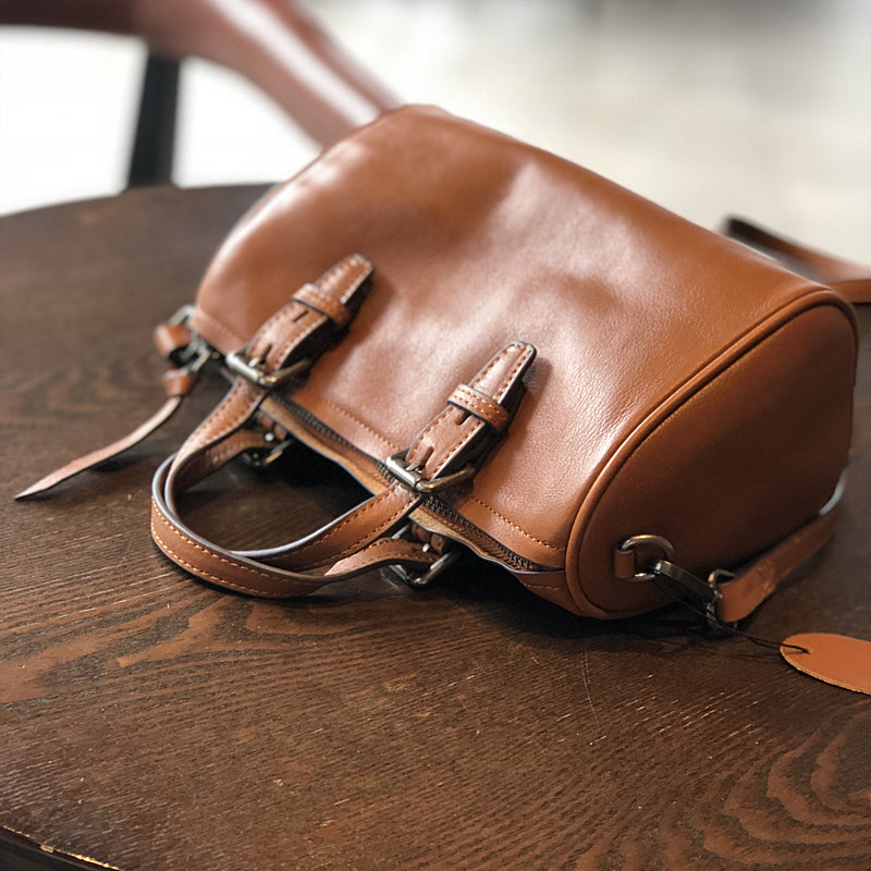 Leather Women Boston Bag, Women's Full Grain Leather Shoulder Bag