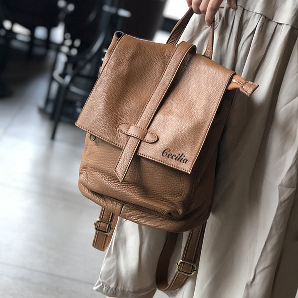 Genuine Leather Backpack Purse for Women, Leather Backpack for School, – RockCow Leather Studio