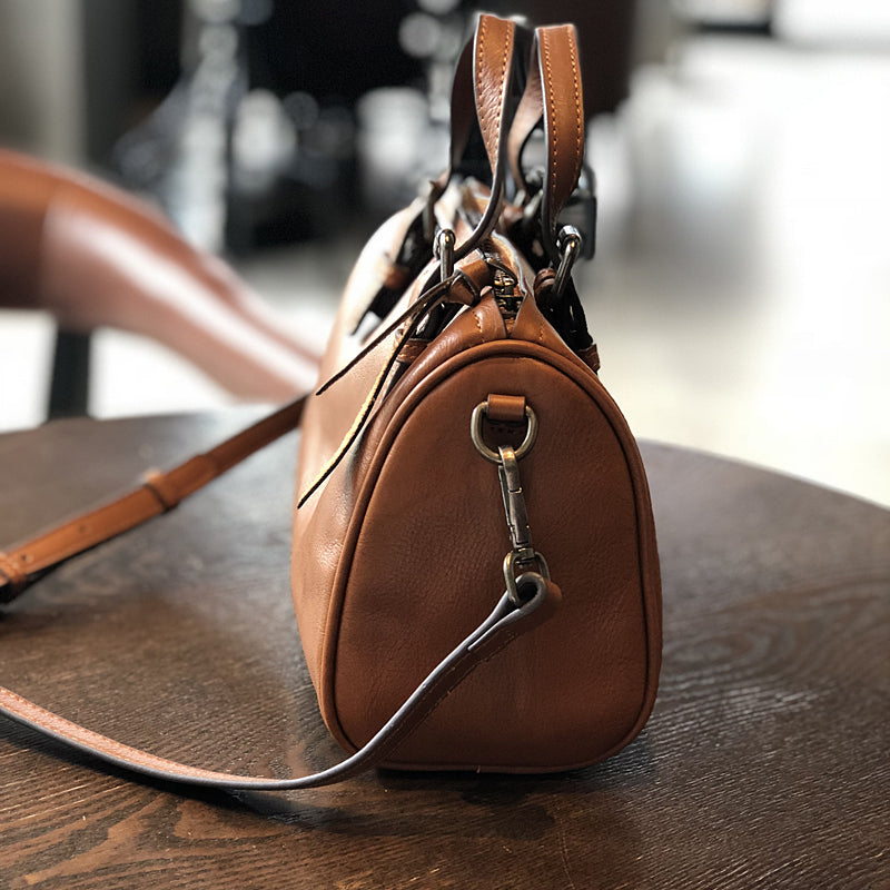 Leather Women Boston Bag, Women's Full Grain Leather Shoulder Bag