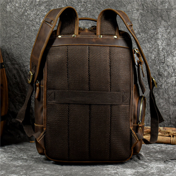 americana leather ziptop backpack orvis Vintage Leather Backpack Full Grain Crazy Horse Leather Travel Backpack Large Laptop Backpack Retro Rucksack