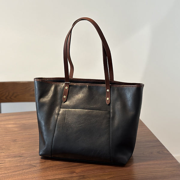 Grand sac fourre-tout en cuir, sac de voyage en cuir pour femmes, sac à bandoulière en cuir pleine fleur pour le travail