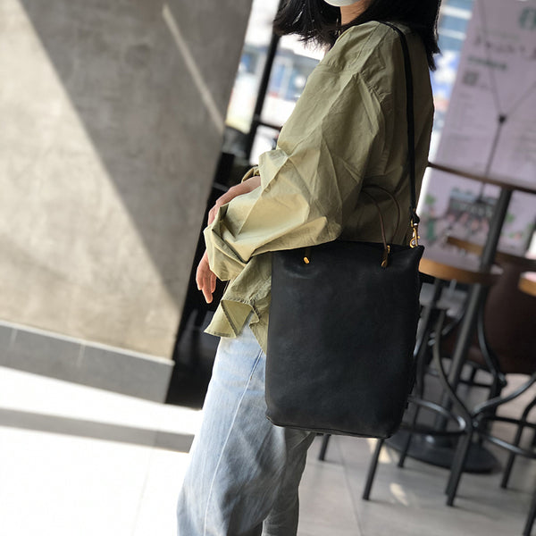 Leather Crossbody Bag for Women, Retro Leather Handbag with Removable Strap, Full Grain Leather Satchel Bag