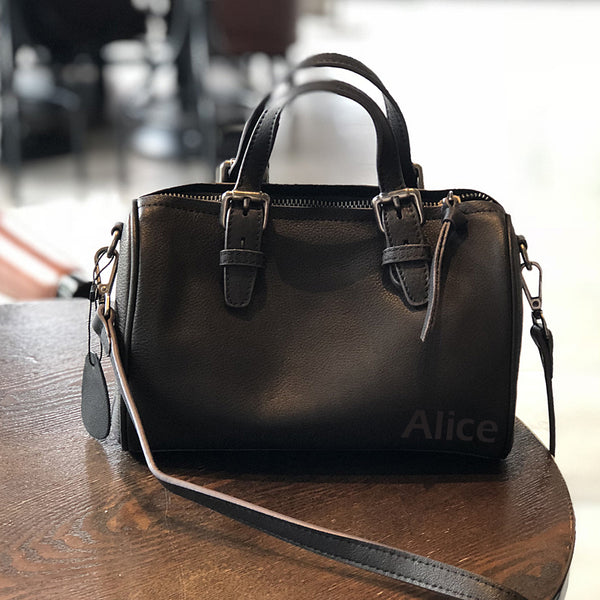 Leather Women Boston Bag, Women's Full Grain Leather Shoulder Bag, Leather Top Handle Bag - ROCKCOWLEATHERSTUDIO