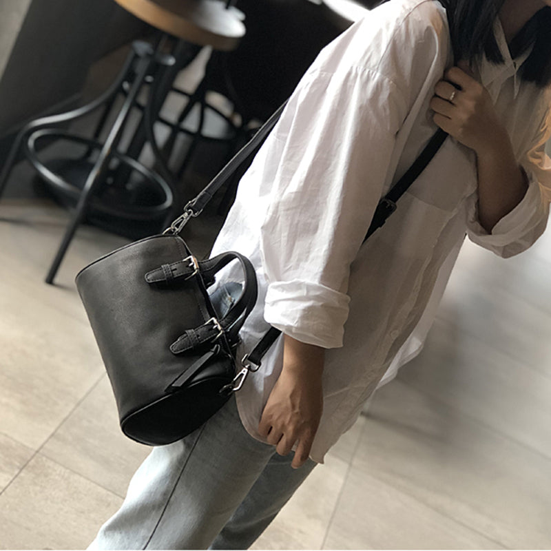 Leather Women Boston Bag, Women's Full Grain Leather Shoulder Bag