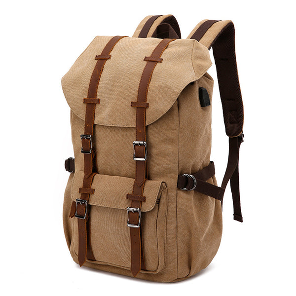 Canvas Travel Backpack With USB Plug Vintage Large Canvas Laptop Backpack Unsiex Canvas School Backpack