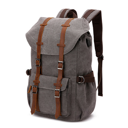Canvas Travel Backpack With USB Plug Vintage Large Canvas Laptop Backpack Unsiex Canvas School Backpack