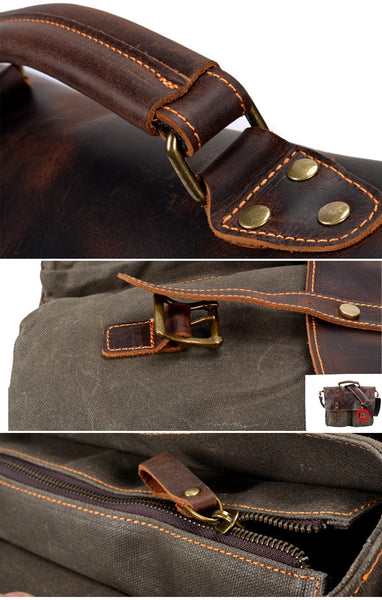 Classic Canvas Messenger Bag Vintage Minimalist Shoulder Bag for