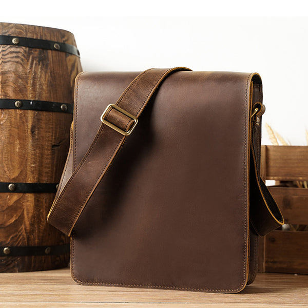 Crazy Horse Leather Bags For Men Handmade Leather Messenger Bags Retro Leather Shoulder Bags For Men