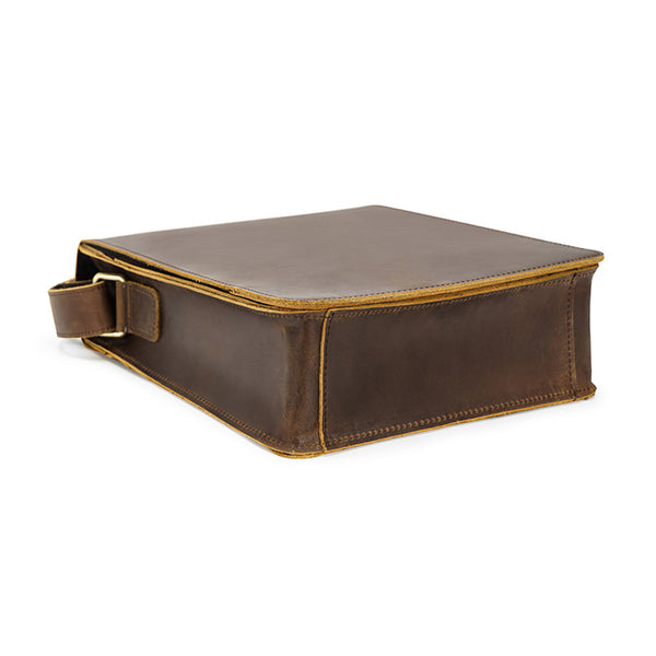 Crazy Horse Leather Bags For Men Handmade Leather Messenger Bags