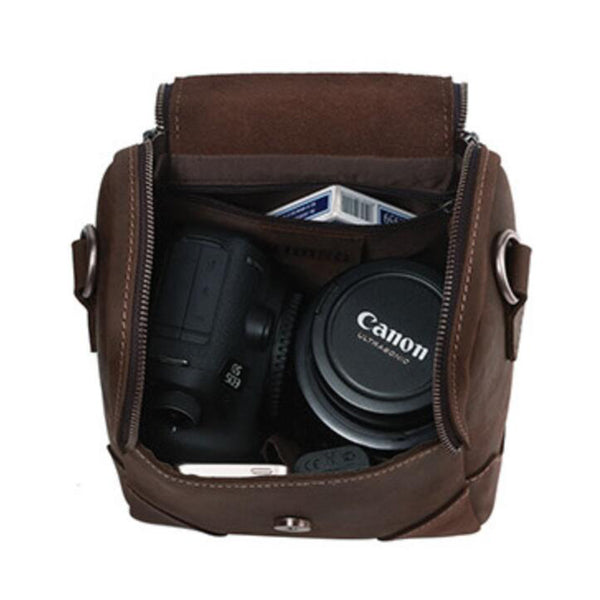 Crazy Horse Leather Camera Shoulder Bag Full Grain Leather Crossbody D