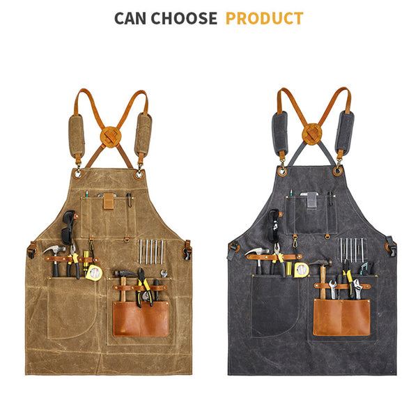 Custom Waxed Canvas Work Apron, Canvas apron with Tool Pockets, Person ...
