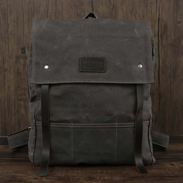 Flash Sale Canvas Laptop Backpack Top Flap Canvas School Backpack Vintage Leather Canvas Travel Backpack