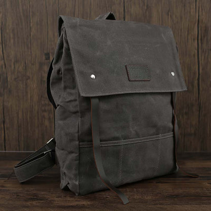 SixtyShadesofGrey Canvas Leather Travel Backpack Satchel Rucksack Laptop School Bag for Men Women Purple